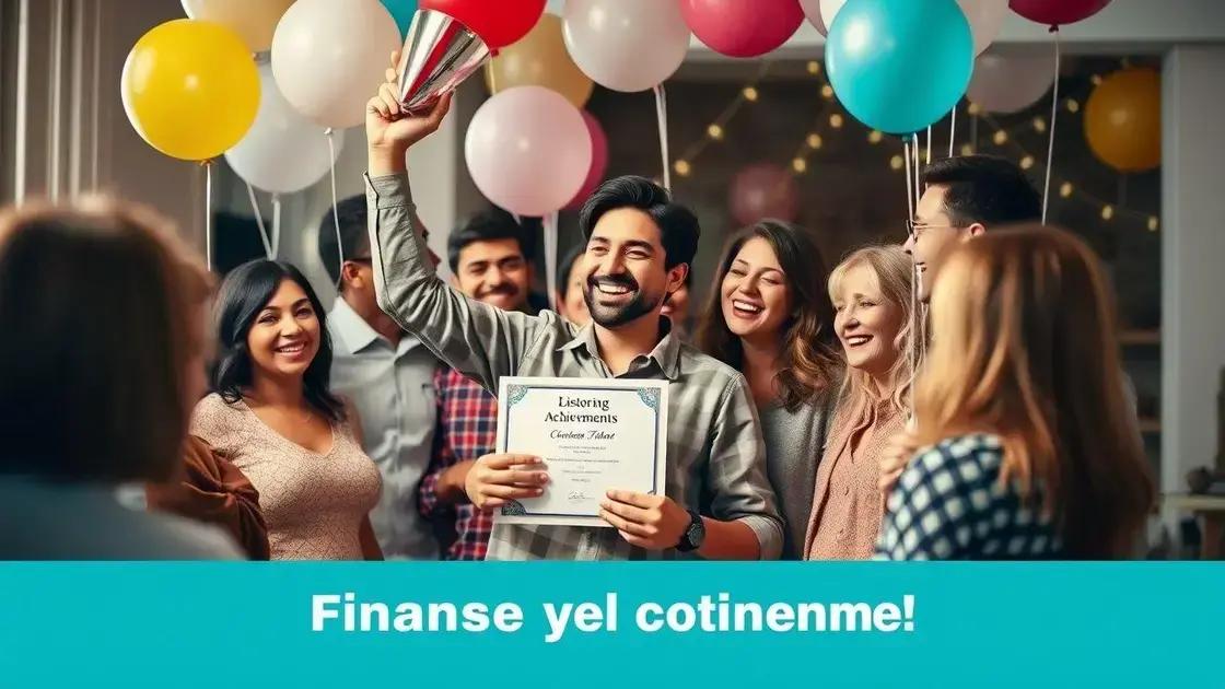 celebrando conquistas financeiras